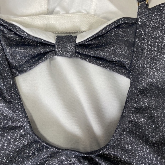 Kona Sol metallic silver black one piece swimsuit small beach pool vacation - Picture 7 of 11